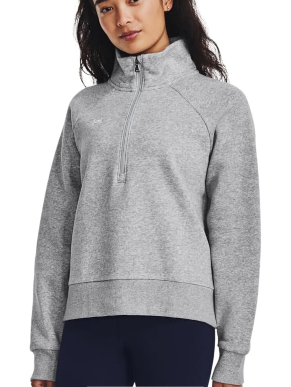Under Armour Women's Rival Fleece Half Zip Top Gray Light Heather Sz M EUC $55